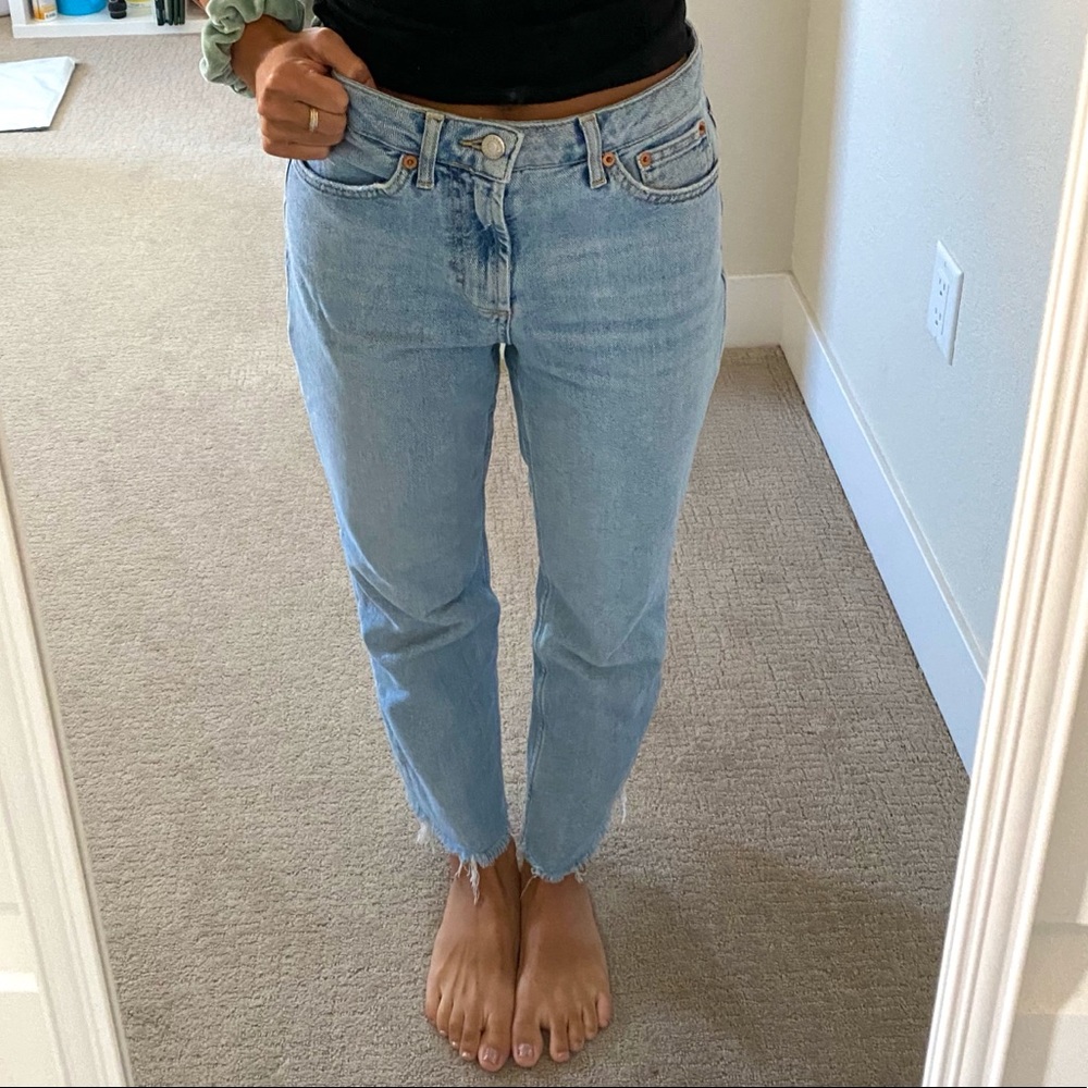 Topshop Raw Hem Crop Straight Leg Jeans